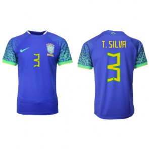 Maillot de foot Brésil Thiago Silva #3 Extérieur Monde 2022 Manches Courte